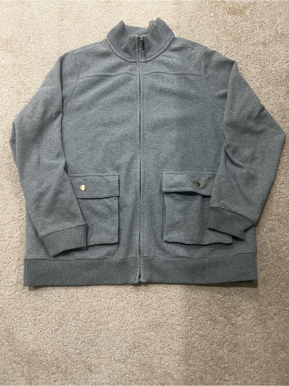 Lauren Ralph Lauren Full-Zip Shirt Jacket in Heather Gray Size 1X